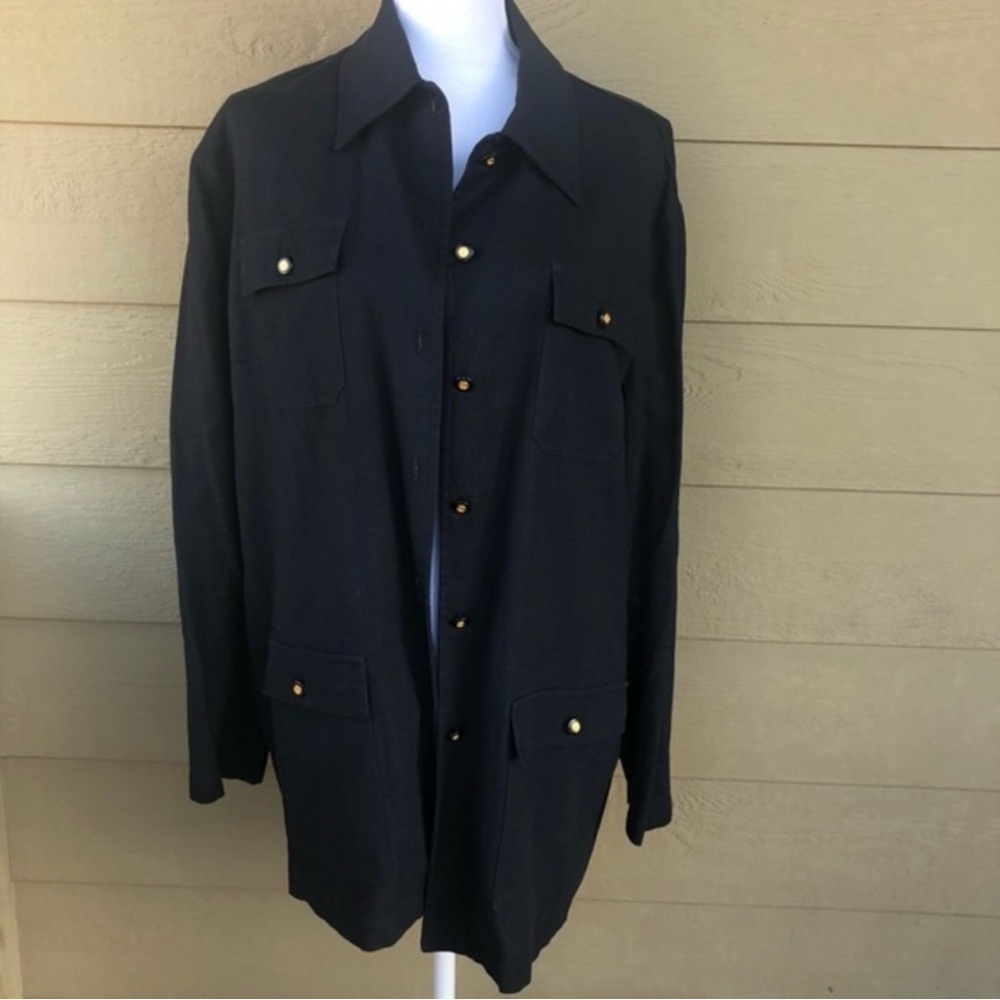St. John Button-Down Black Jacket Size L